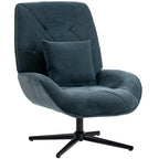 Accent Chair, Chenille Upholstered Swivel Armchair with Lumbar Pillow, High Back, Deep Seat and Metal Legs, Dark Green