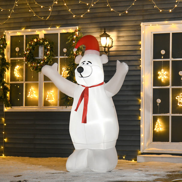 6ft Inflatable Christmas Bear displayed outside a decorated home