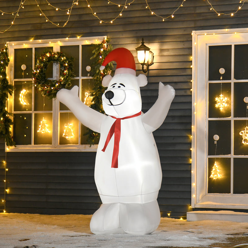 6ft Inflatable Christmas Bear displayed outside a decorated home