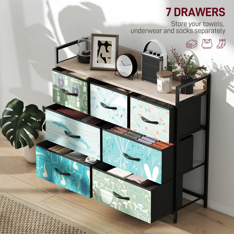 Wide 7-drawer fabric chest of drawers – image 4