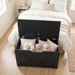 HOMCOM 100L Home Storage Box, with Safety Hinge - Black Wood-Effect – view 9