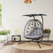 Double rattan egg chair with canopy – image 2