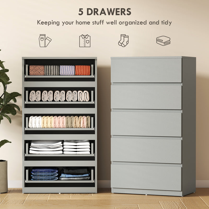 HOMCOM Chest of Drawers, 5-Drawer Storage Cabinets, Modern Dresser, Storage Drawer Unit for Bedroom – view 4