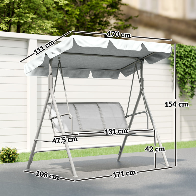 3-seater sling garden swing light grey – image 3