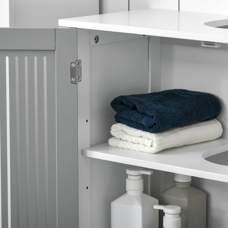 Grey slatted under sink cabinet – image 9