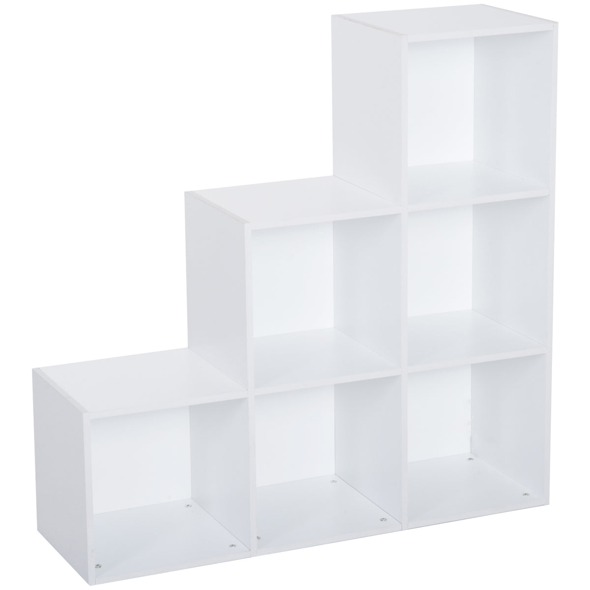 3-Tier Step 6-Cube Storage Bookcase – White