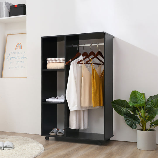 Black open wardrobe on wheels – image 2
