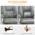 Faux Leather Office Chair, with Inflatable Lumbar - Grey