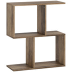 Side Table, Narrow End Table with Storage Shelves, S-Shaped, 3-Tier, 50W x 19.5D x 58H cm, Oak