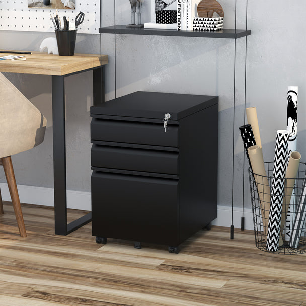 Anti-tilt 3-drawer steel filing cabinet – image 2