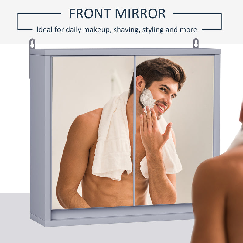 Grey double door mirror cabinet – image 5