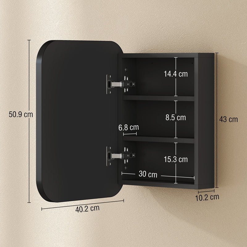 Soft-close mirror bathroom cabinet in black – image 3