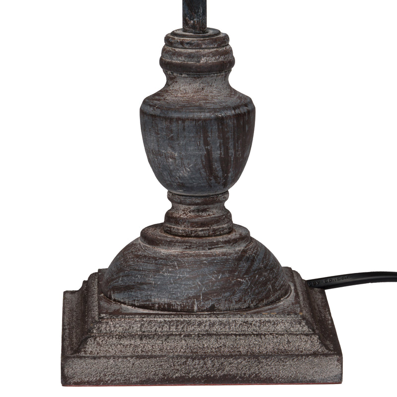 Turned urn and square base close-up
