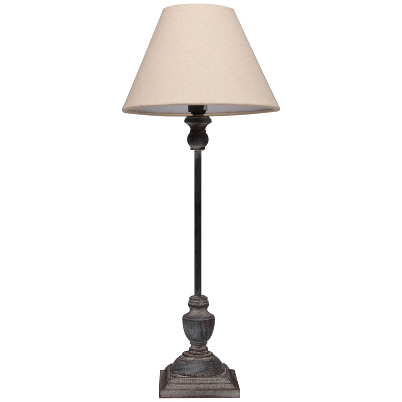 Incia grey-washed stem table lamp with linen shade