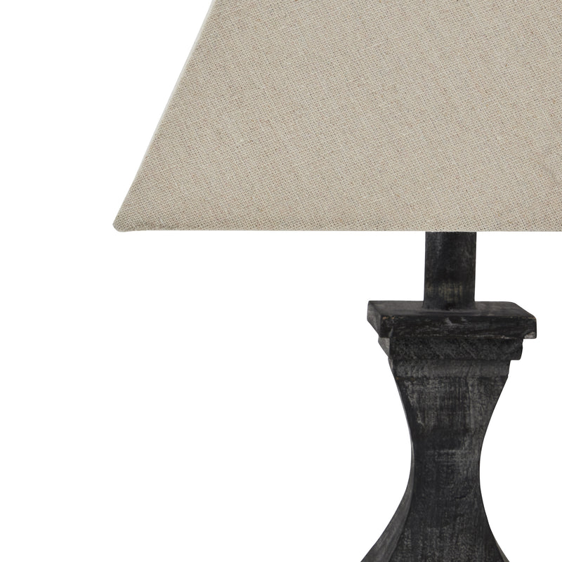 Incia Fluted Wooden Table Lamp with Linen Shade – 53cm, additional product view 4