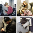 Inflatable travel pillow detail showing ergonomic shape and openings