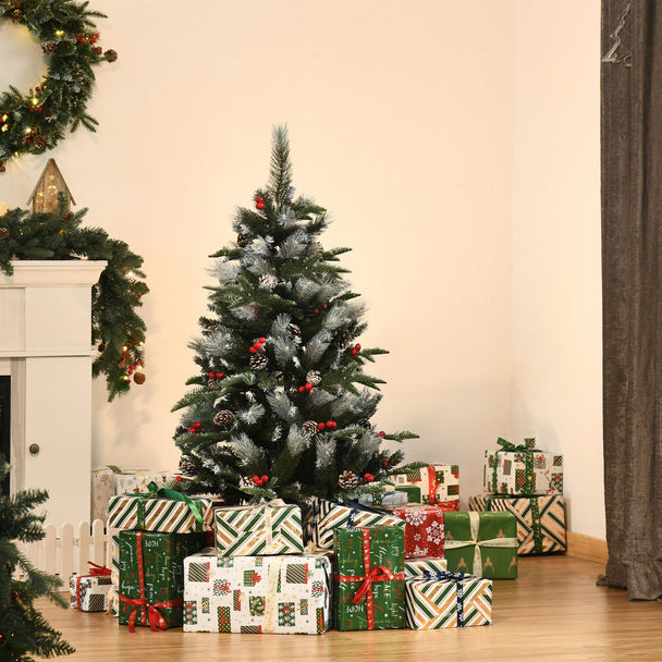 4ft snow-dipped tree with berries and pine cones – image 2