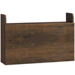 Dark brown wall-mounted drop leaf desk with open storage compartments