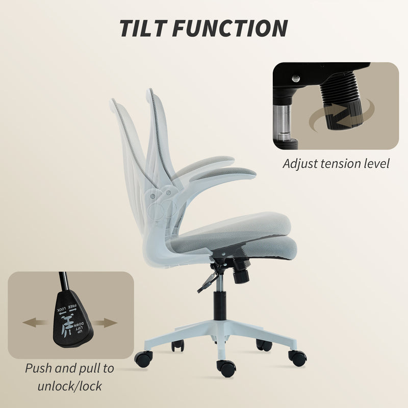 HOMCOM Mesh Office Chair with Foldable Backrest - Light Grey – view 7