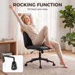 HOMCOM Home Office Desk Chair Height Adjustable Swivel Chair Cross Legged Wide Seat Swivel Wheels Black – view 6