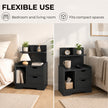 HOMCOM Bedside Table, Small Bedside Cabinet with 2 Drawers and Storage Shelves for Bedroom, Black Wood Effect – view 4