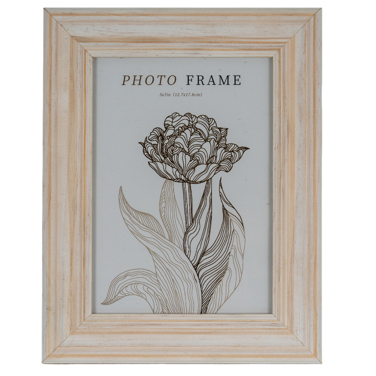 Isla whitewashed wooden 5x7 photo frame, front view