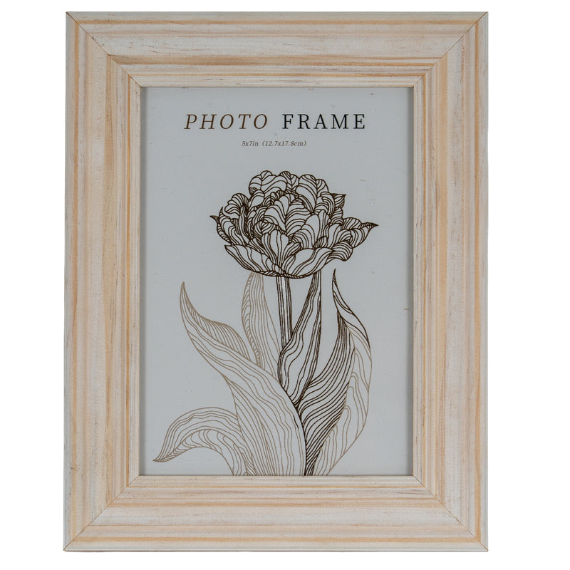Isla whitewashed wooden 5x7 photo frame, front view