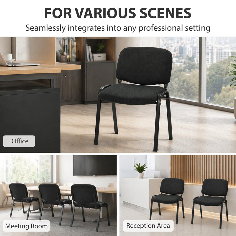 HOMCOM Meeting Chair, Stackable Ergonomic Office Chair with Padded Seat, Curved Backrest for Conference Room, Black – view 7
