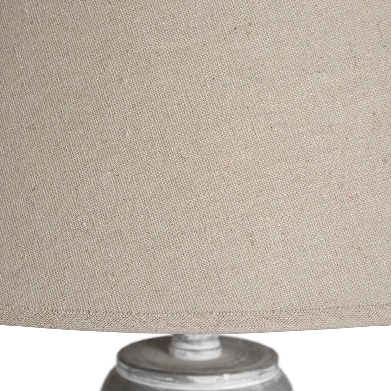 Close-up of the natural linen shade