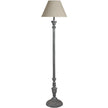Ithaca grey washed wood floor lamp with linen shade, front view