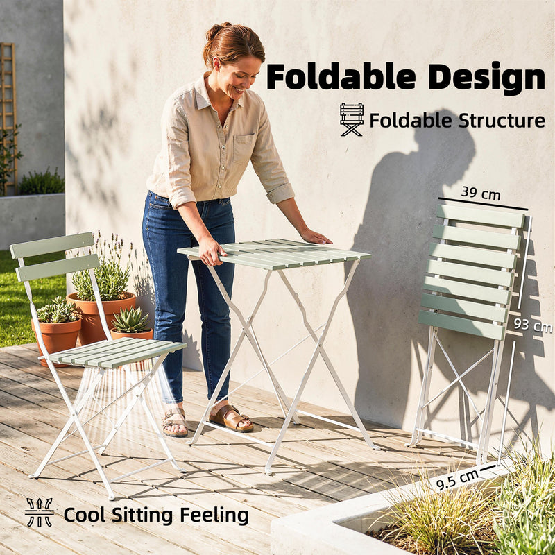 White and green acacia bistro set – image 4