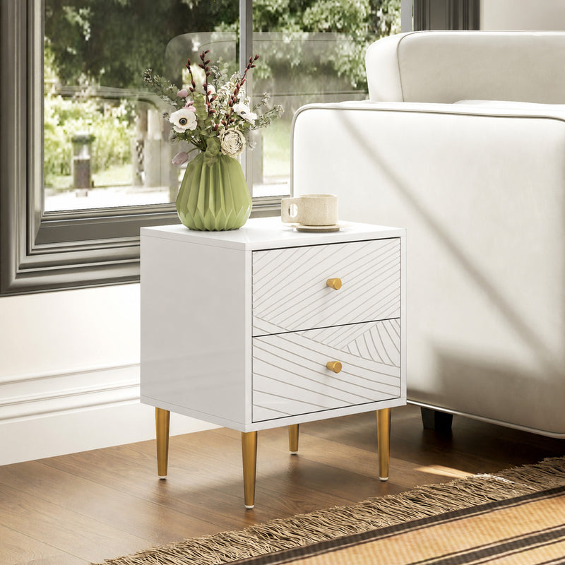 White & gold bedside table – image 10