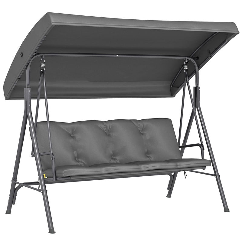 Outsunny Three-Seater Garden Swing Seat - Dark Grey