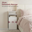HOMCOM Slim Bedside Table Set of 2, Narrow Bedside Cabinet with Open Cubbies and Cupboard for Bedroom Living Room, White – view 4