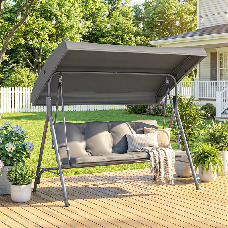 Outsunny Three-Seater Garden Swing Seat - Dark Grey – view 8