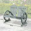 Outsunny Fir Wood Love Seats with Wheel-Shaped Armrests, Large Load-Bearing Chair, Grey – view 3
