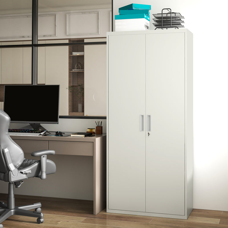 White lockable steel office cabinet – image 8