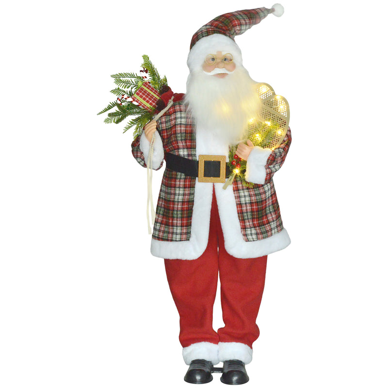 120cm Singing Santa in Red and Green on a white background