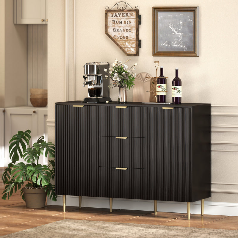 Fluted sideboard with 3 drawers – image 9
