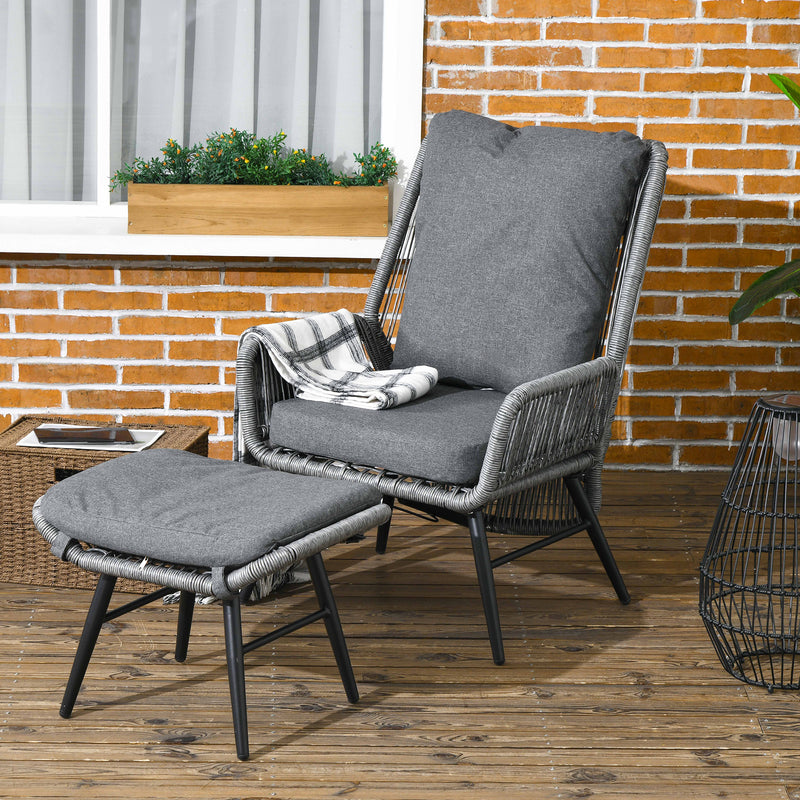 Rattan armchair and footstool set – image 10