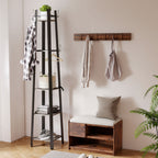 Industrial-Style Four Shelf Coat Stand - Grey/Black