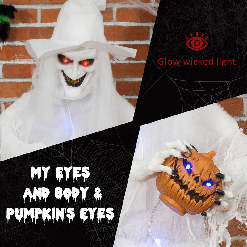 189cm Light-Up Witch Holding Pumpkin Head – image 4 of 9