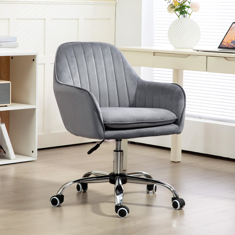 Velvet tub office chair – grey – image 2