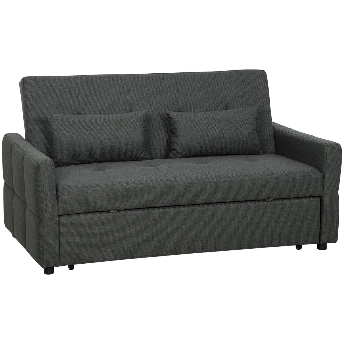 158 cm 3-in-1 Pull-Out 2-Seater Sofa Bed – Charcoal Grey