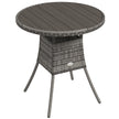 Mixed grey 70 cm square rattan garden dining table with slatted wood-effect top