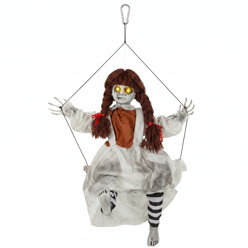80cm Animated Creepy Girl on Swing Halloween Decoration – image 1 of 9