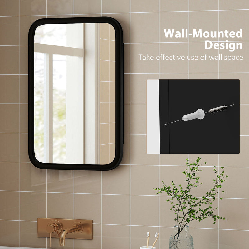 Wide-frame black mirror cabinet – image 7