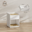 HOMCOM Modern Bedside Table, Slim Nightstand with Drawer, Shelf and Cable Holes, White and Oak – view 3