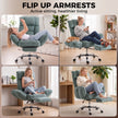 HOMCOM Executive Office Chair Height Adjustable Desk Chair Reclining Flip-up Armrest Footrest, Light Green – view 4