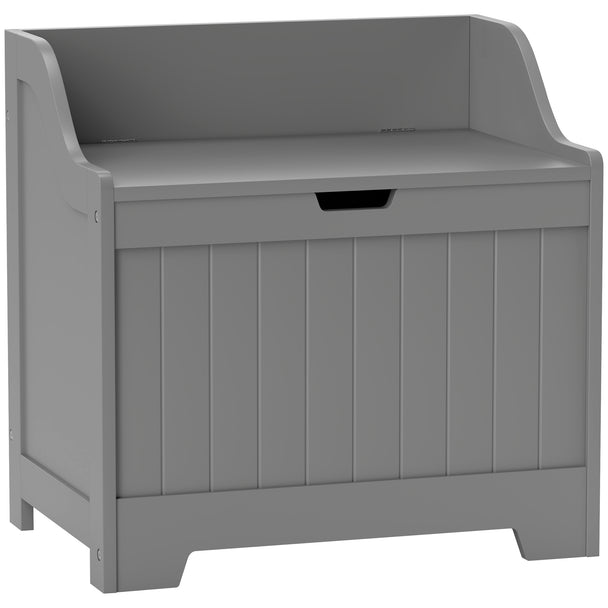 Grey 61-litre storage chest with safety hinge and cut-out handle